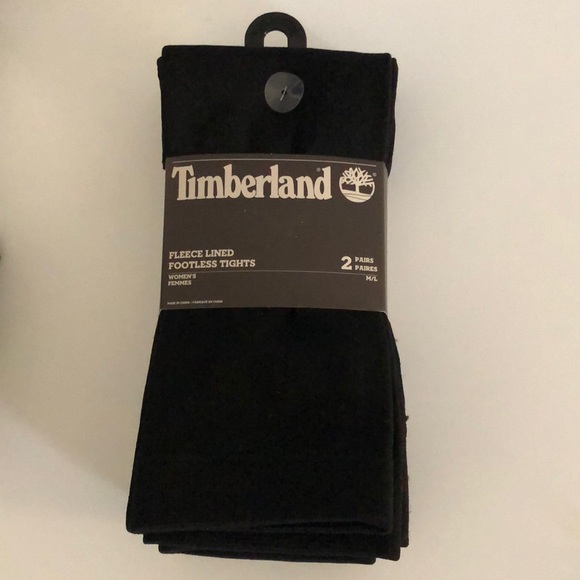 Timberland Accessories - Timberland fleece lined footless tights black/black